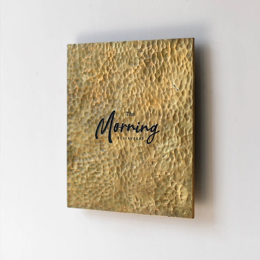 Custom Hammered Brass Sign – Etched or Cut-Out Logo Business Plaque