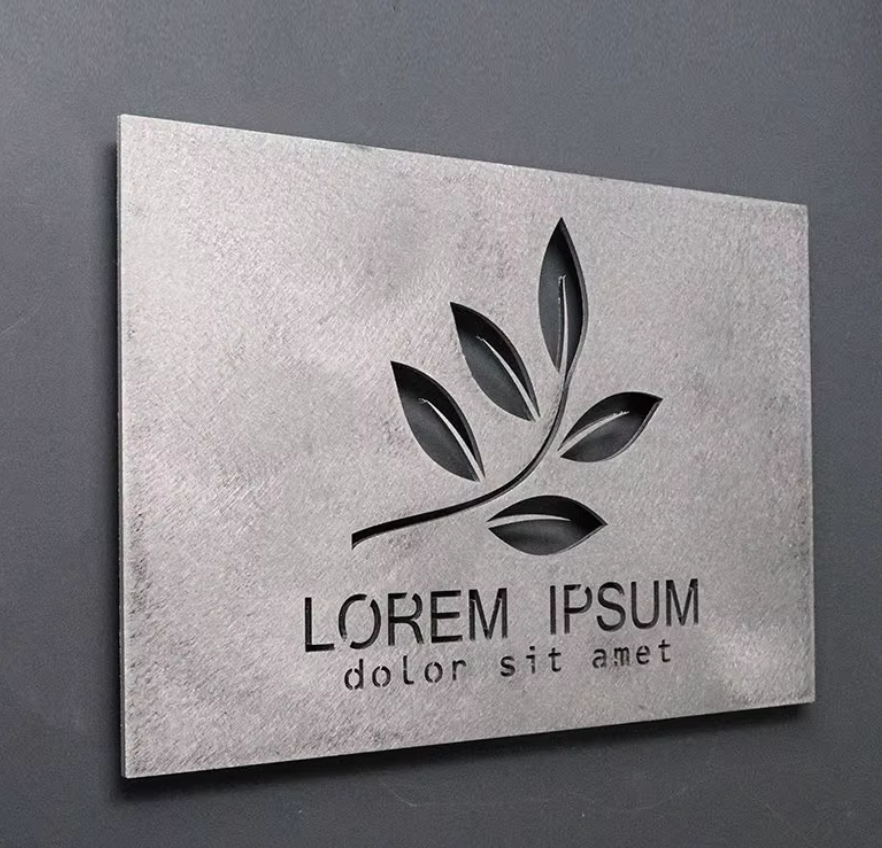 Custom Hammered Aluminum Business Sign – Modern Etched Plaque for Storefront, Studio, or Café