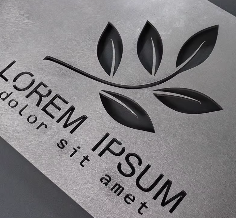 Custom Hammered Aluminum Business Sign – Modern Etched Plaque for Storefront, Studio, or Café