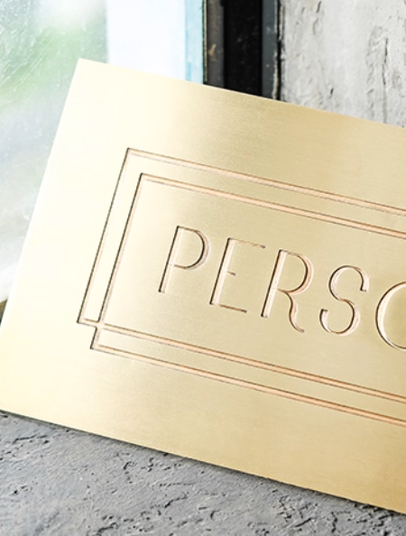 Minimalist Etched Brass Plaque for Personal or Business Identity