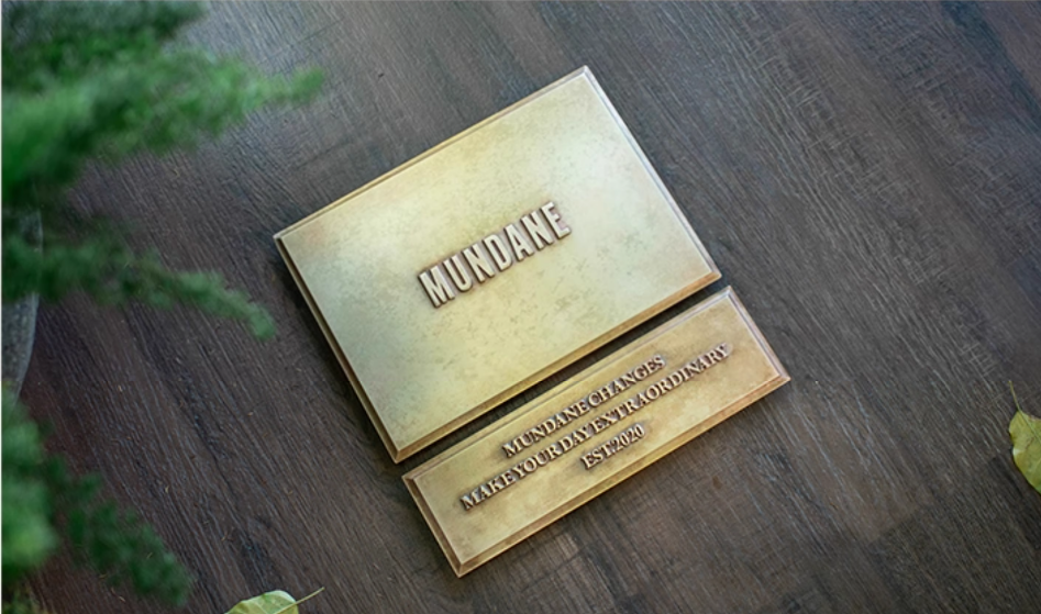 Custom Antique Brass Door Sign – 3D Relief Boutique Nameplate for Business or Home