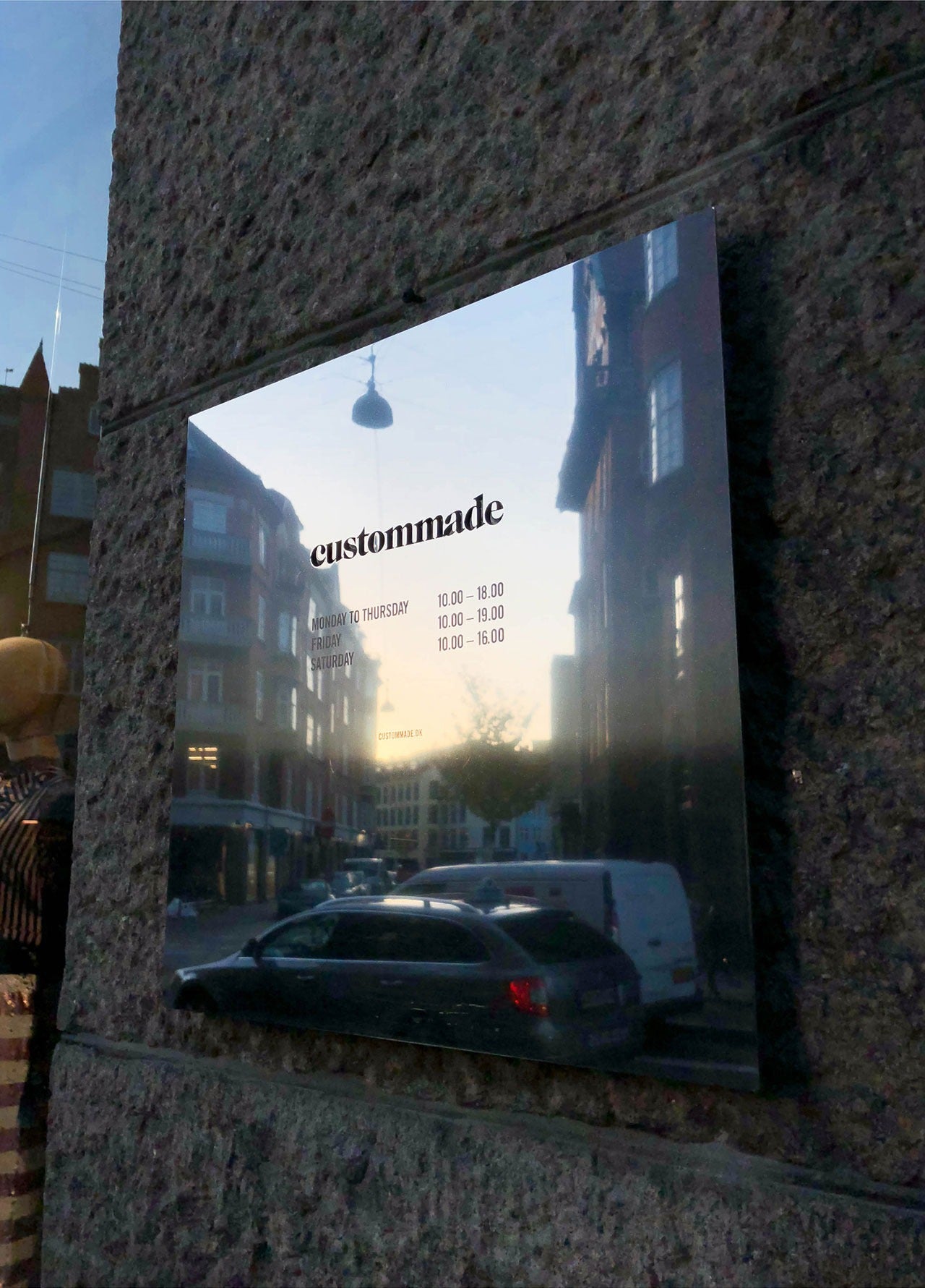Mirror Stainless Steel Storefront Sign – UV Printed Business Hours & Logo Display Plate