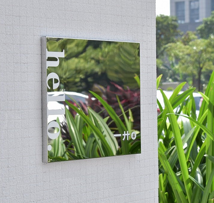 Mirror Stainless Steel Storefront Sign – UV Printed Business Hours & Logo Display Plate