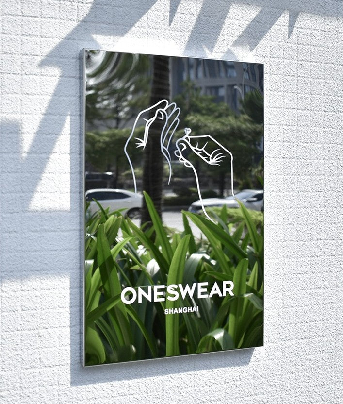 Mirror Stainless Steel Storefront Sign – UV Printed Business Hours & Logo Display Plate