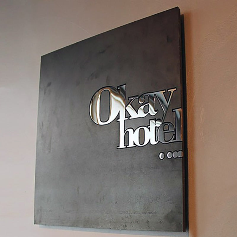 Industrial Custom Iron Sign – Cutout Metal Logo for Café, Hotel & Studio