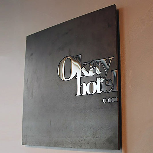 Industrial Custom Iron Sign – Cutout Metal Logo for Café, Hotel & Studio