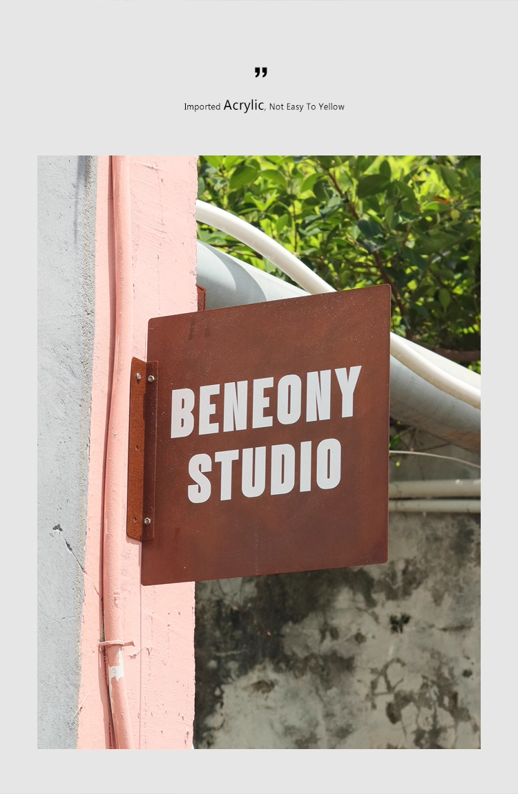 Side Mounted Rusted Iron Blade Sign for Business Storefronts