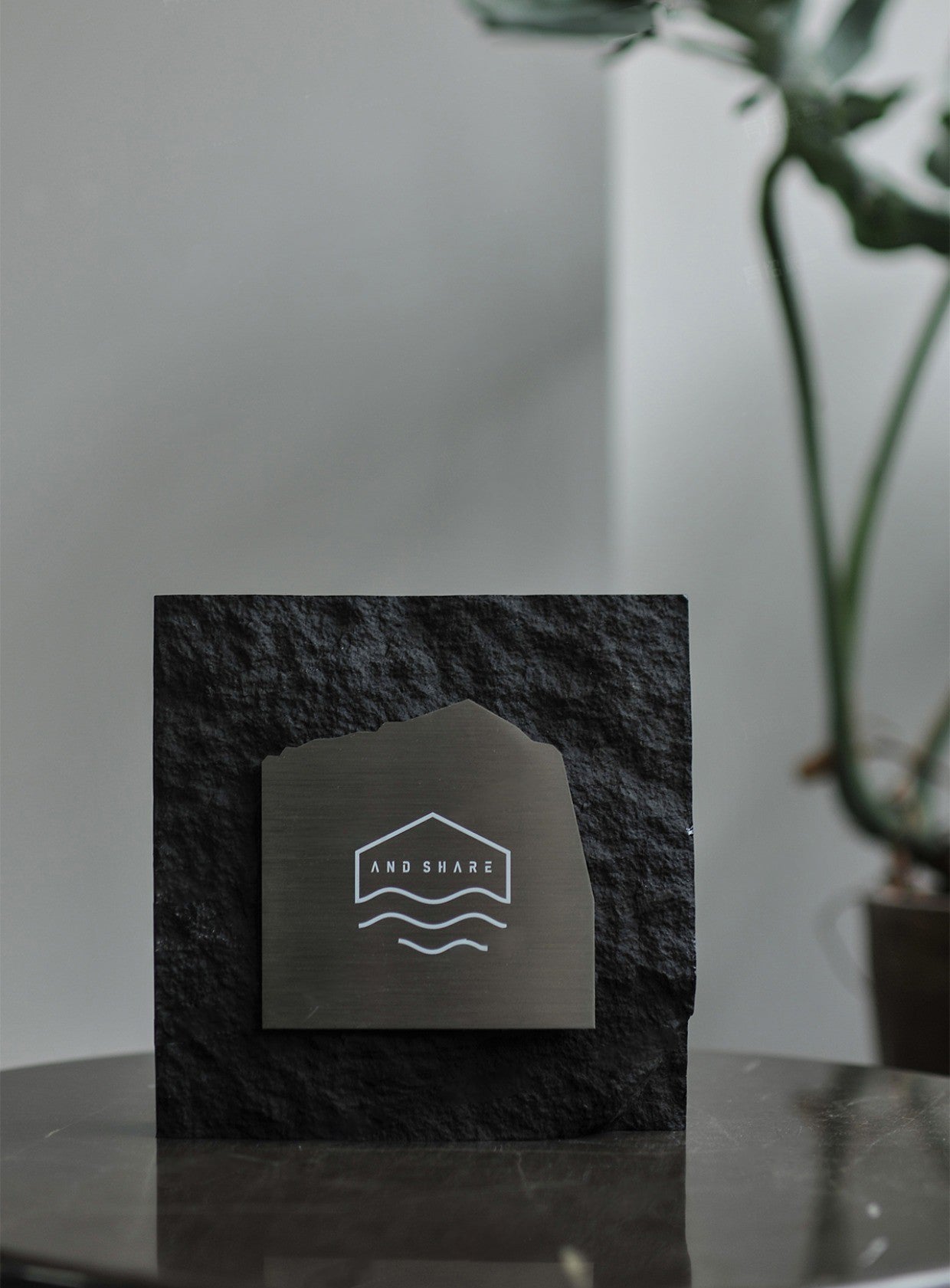 Front view of Custom Faux Stone Logo Sign for businesses